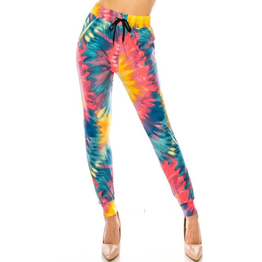 World of Leggings Buttery Soft Multi-Color Bold Tie Dye Joggers